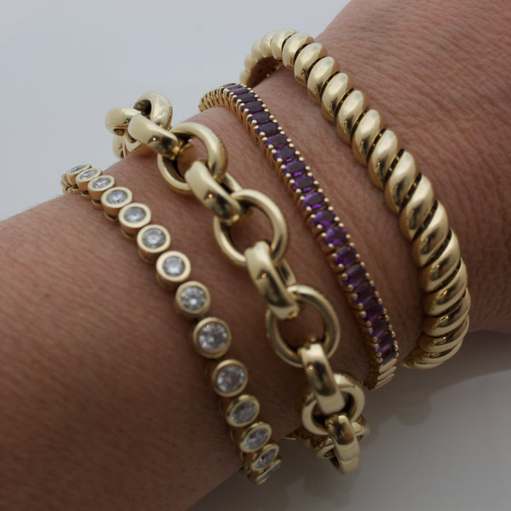 Amethyst Tennis Bracelet on Accented Chain