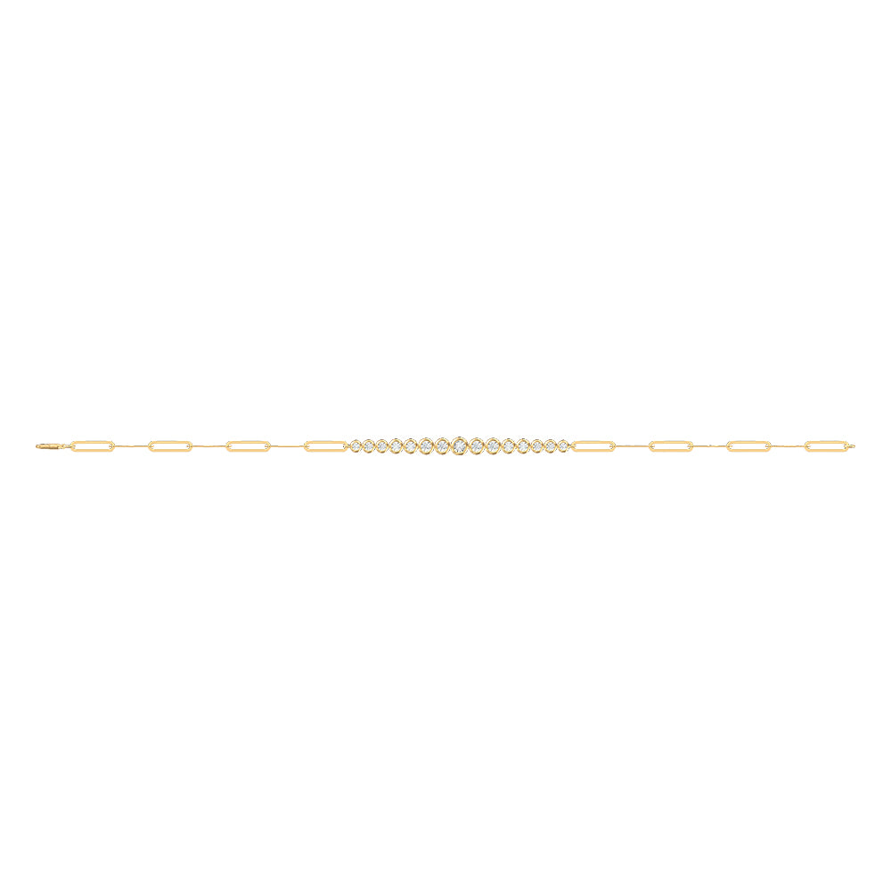Partial Bezeled Diamond Tennis on Paperclip Chain Bracelet