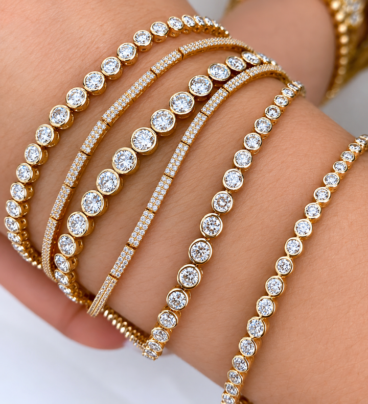 Graduated Bezel Diamond Tennis Bracelet