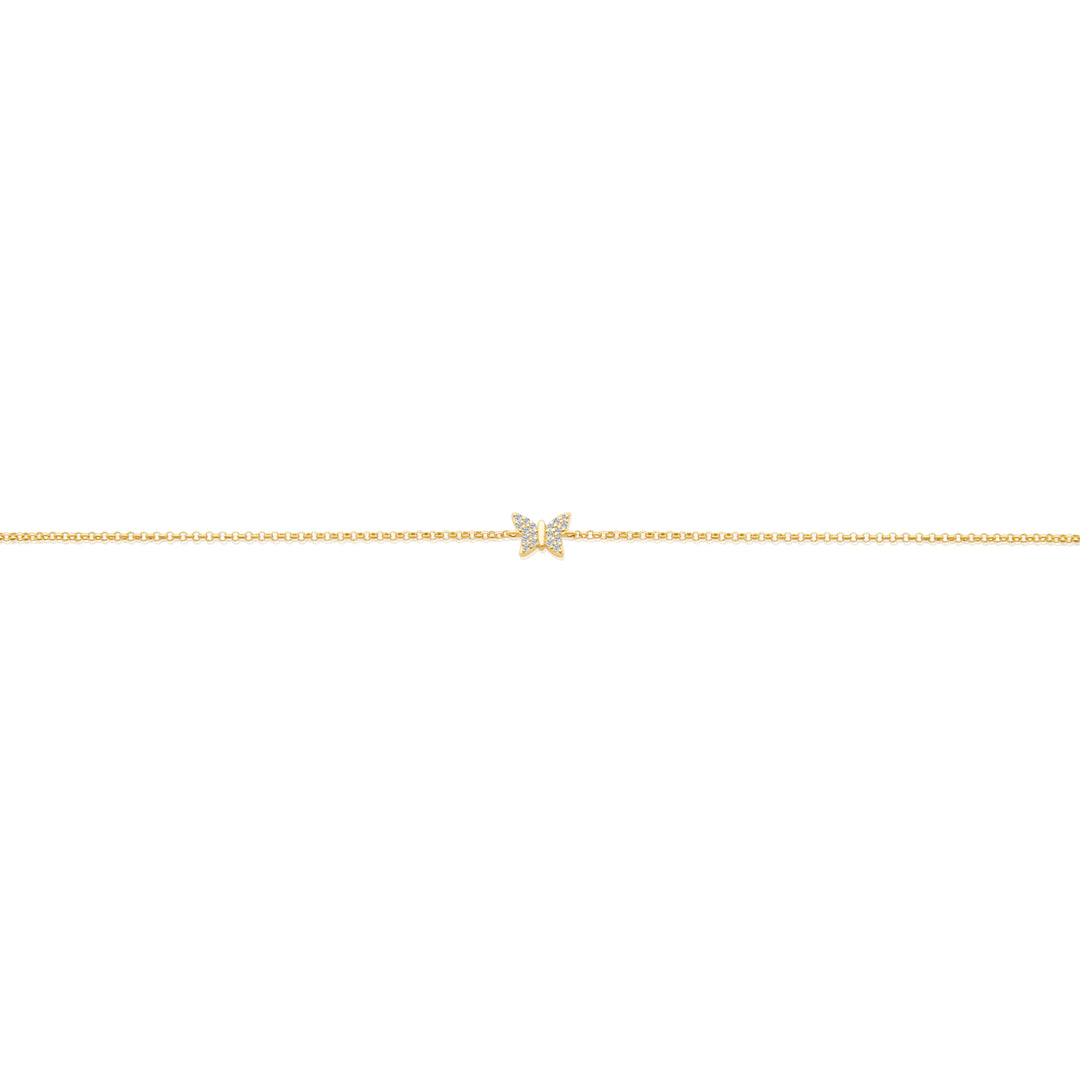 Mini Diamond Butterfly on Chain Bracelet