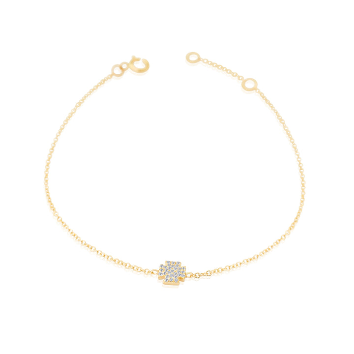 Mini Diamond Square Cross on Chain Bracelet