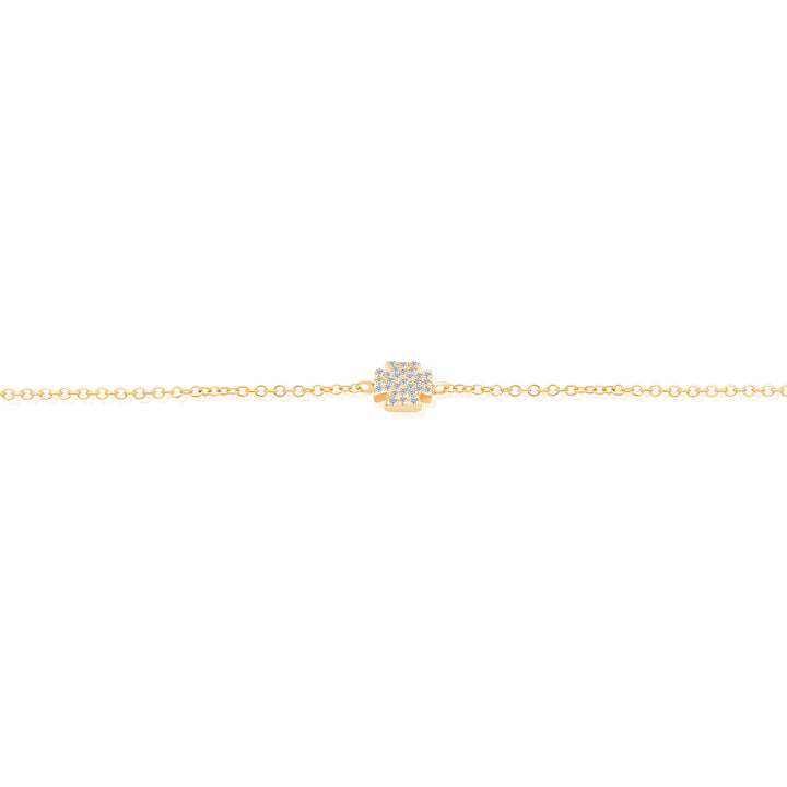 Mini Diamond Square Cross on Chain Bracelet