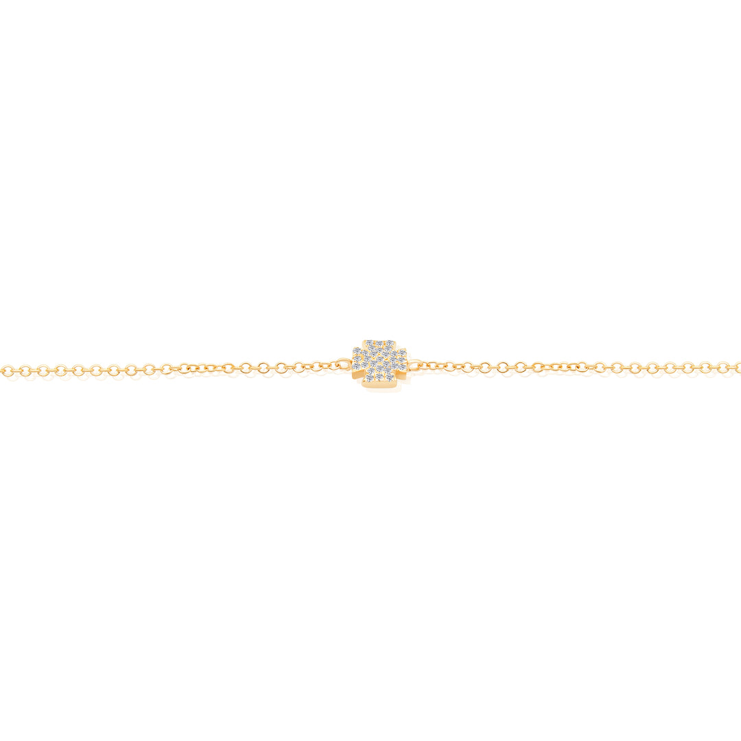 Mini Strake Diamond Cross on Chain Bracelet