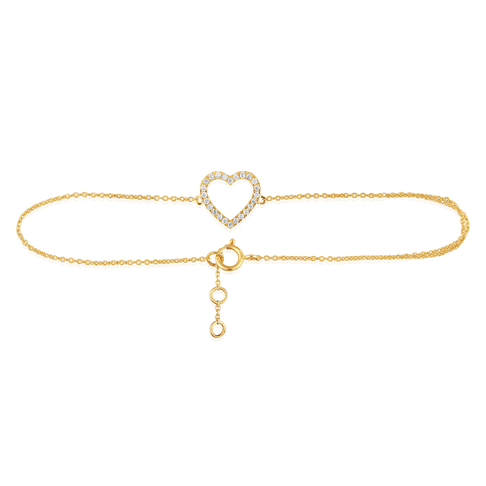 Open Diamond Heart on Chain Bracelet