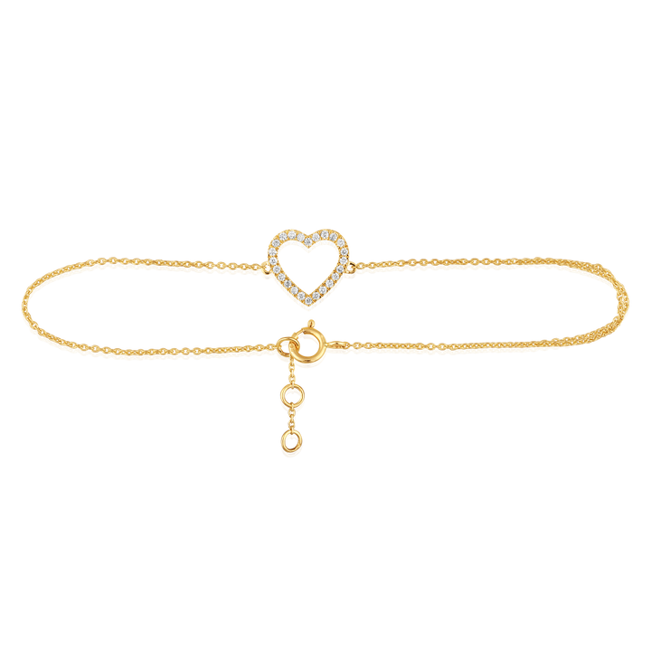 Open Diamond Heart on Chain Bracelet