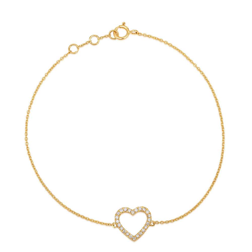 Open Diamond Heart on Chain Bracelet