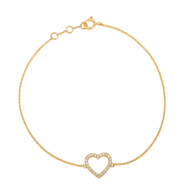 Open Diamond Heart on Chain Bracelet