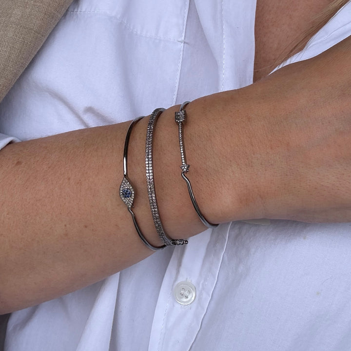 Diamond Sapphire Evil Eye on Wire Bangle