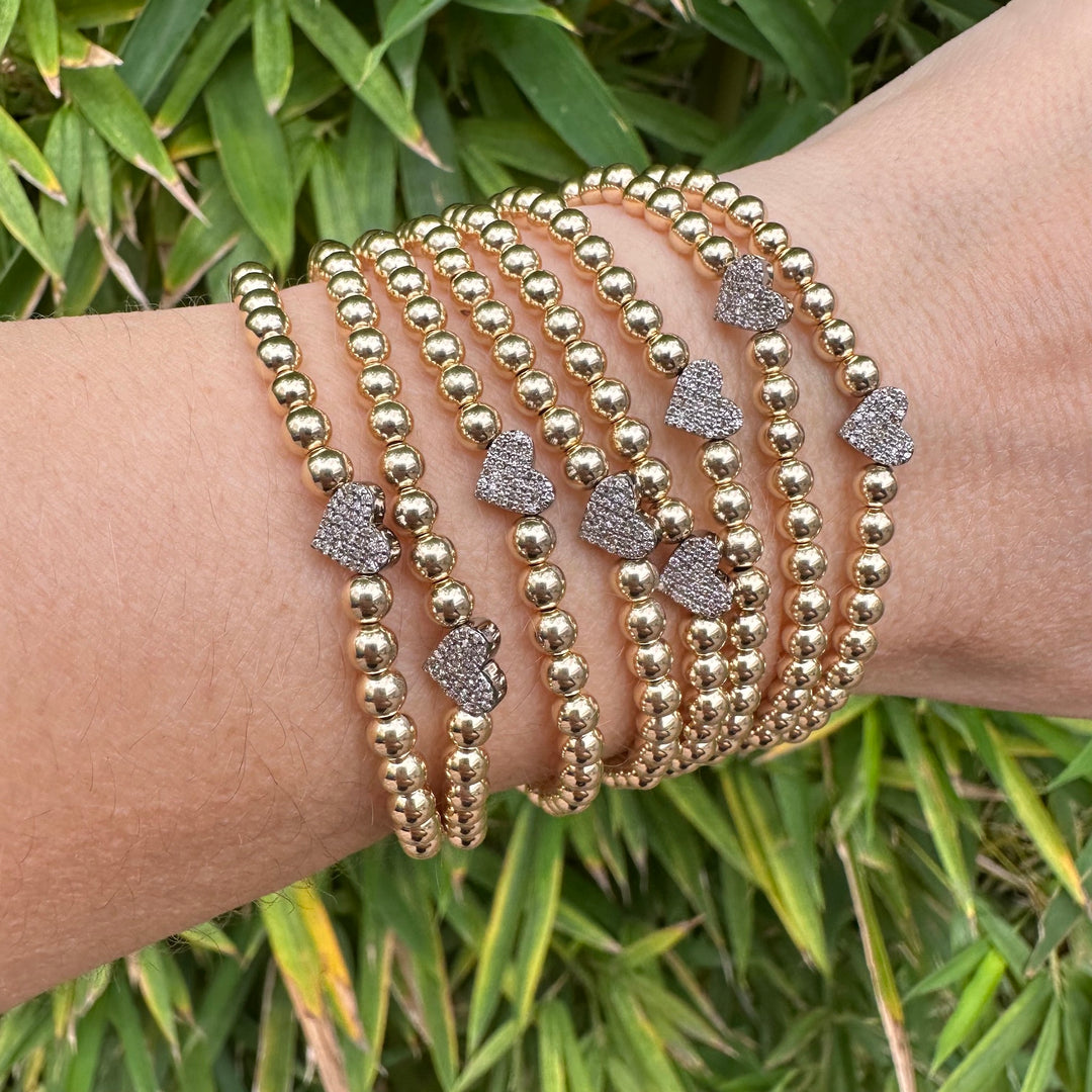 Gold Bead with Diamond Bead Bracelet