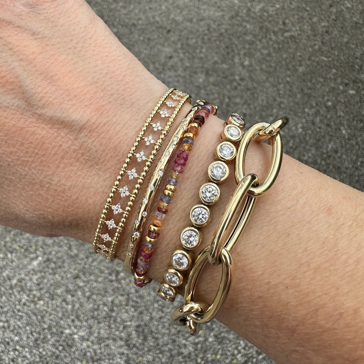 Large Heavy Gold Oblong Chain Bracelet