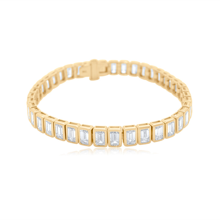 Bezel Set Emerald Cut Diamond Tennis Bracelet