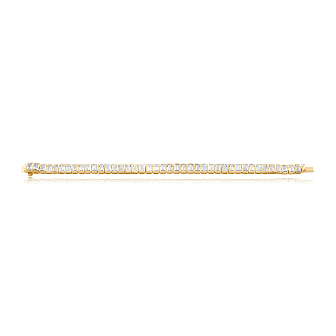 Bezel Set Emerald Cut Diamond Tennis Bracelet