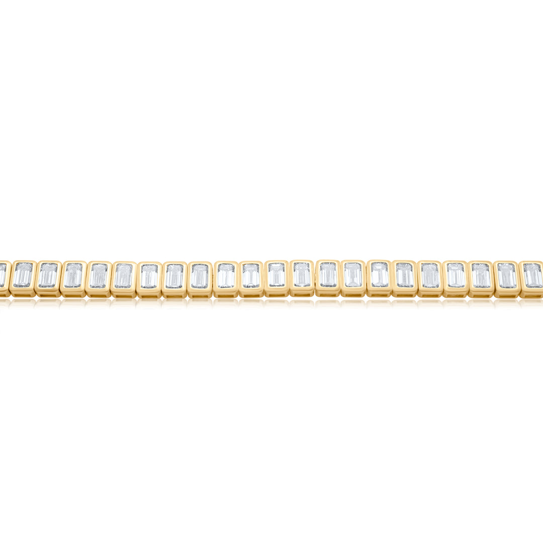 Bezel Set Emerald Cut Diamond Tennis Bracelet