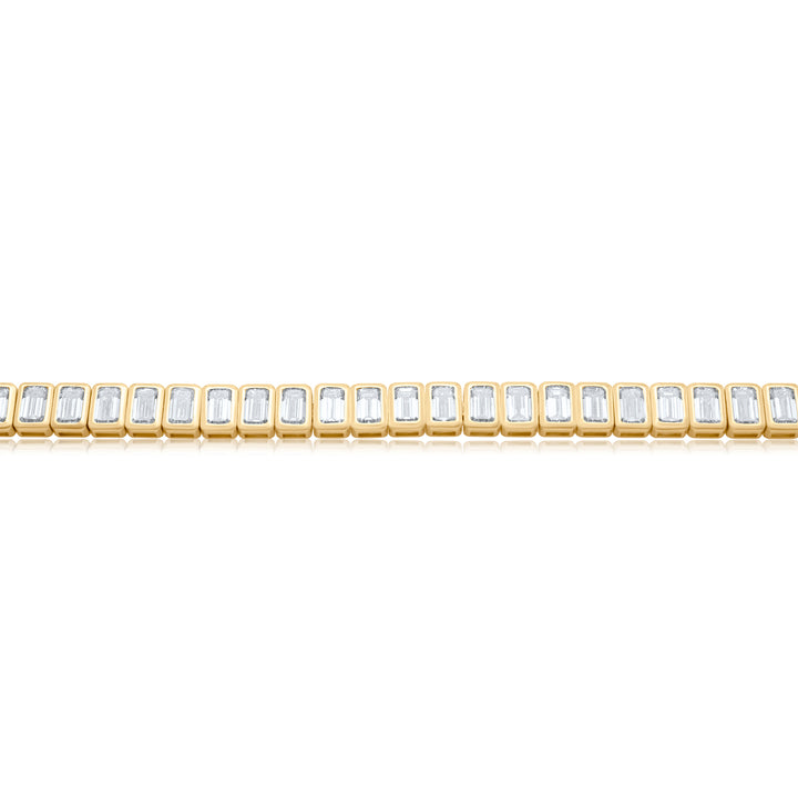 Bezel Set Emerald Cut Diamond Tennis Bracelet