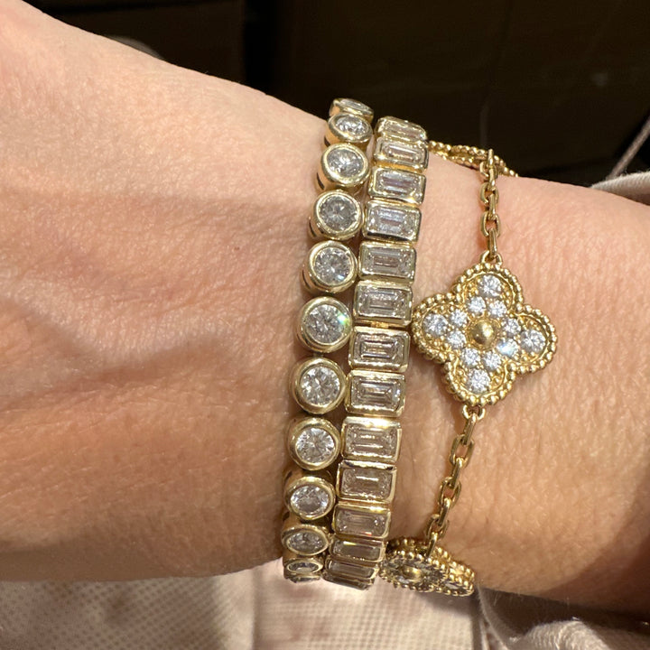 Bezel Set Emerald Cut Diamond Tennis Bracelet