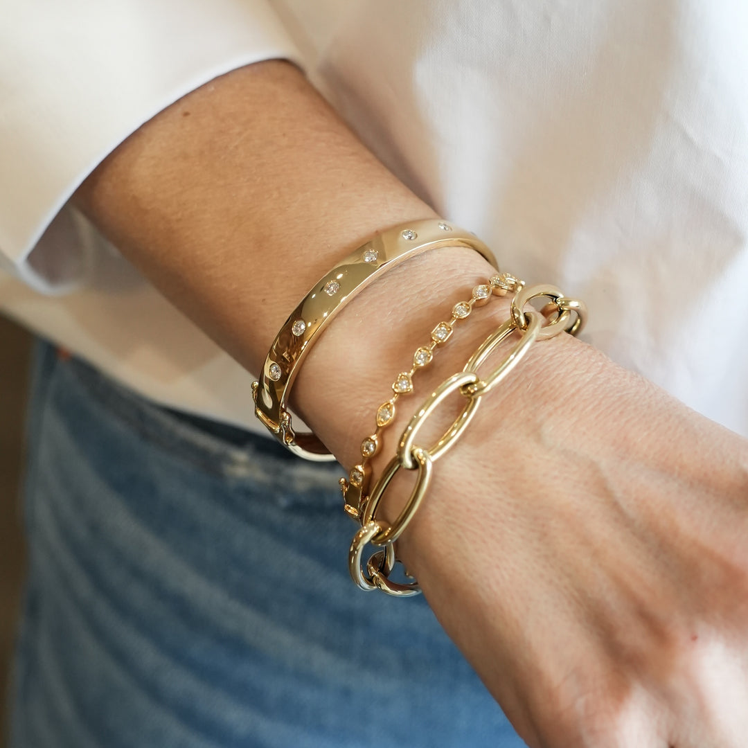 Large Heavy Gold Oblong Chain Bracelet