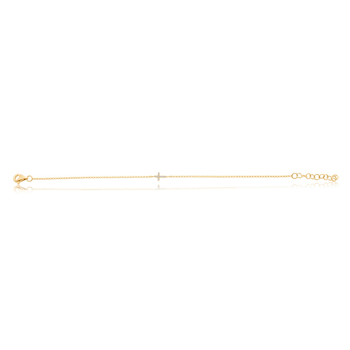 Mini Diamond Cross on Chain Bracelet