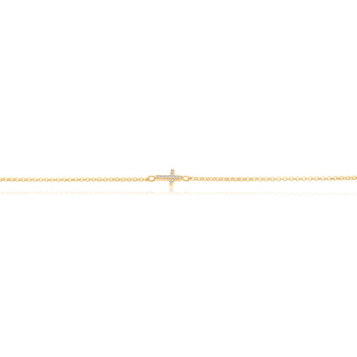 Mini Diamond Cross on Chain Bracelet