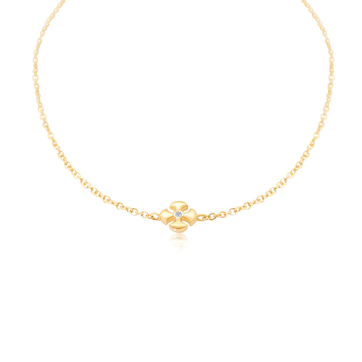 Mini Diamond Dominican Cross on Chain Bracelet