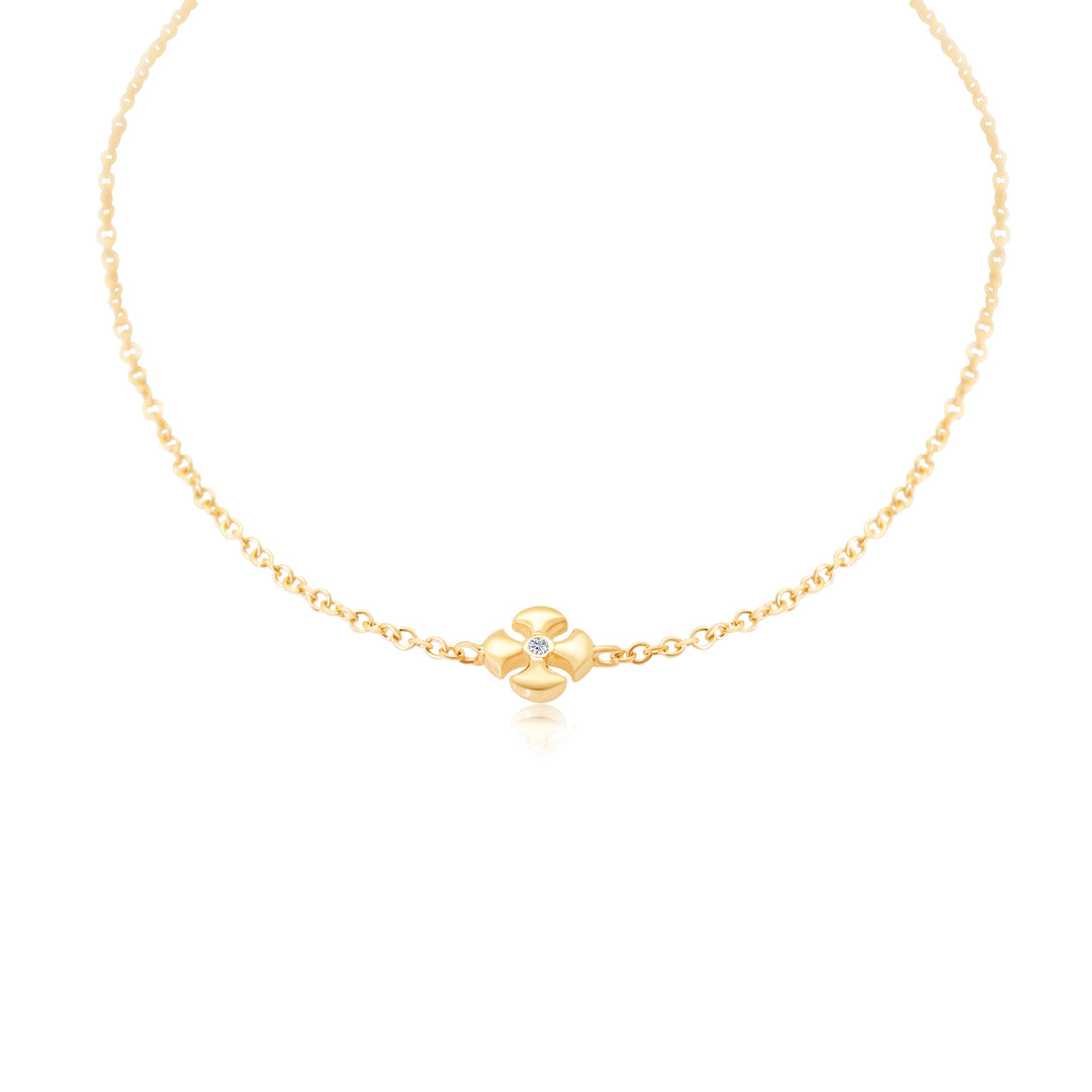 Mini Diamond Dominican Cross on Chain Bracelet