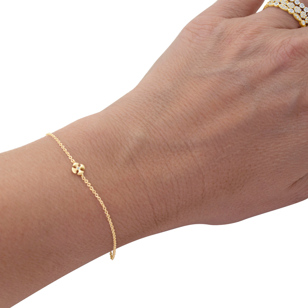 Mini Diamond Dominican Cross on Chain Bracelet