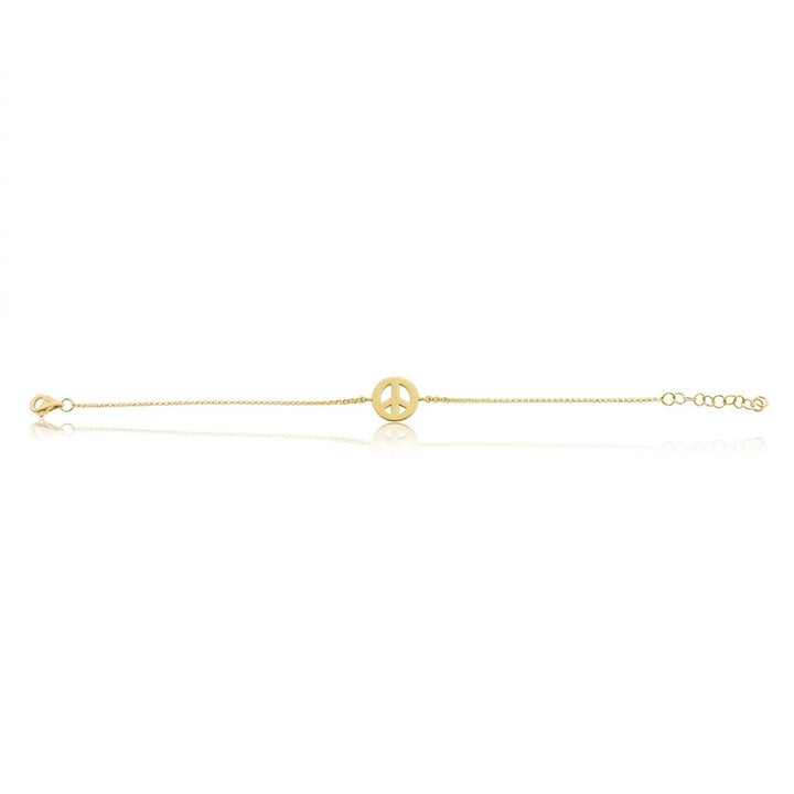Gold Peace Sign on Chain Bracelet