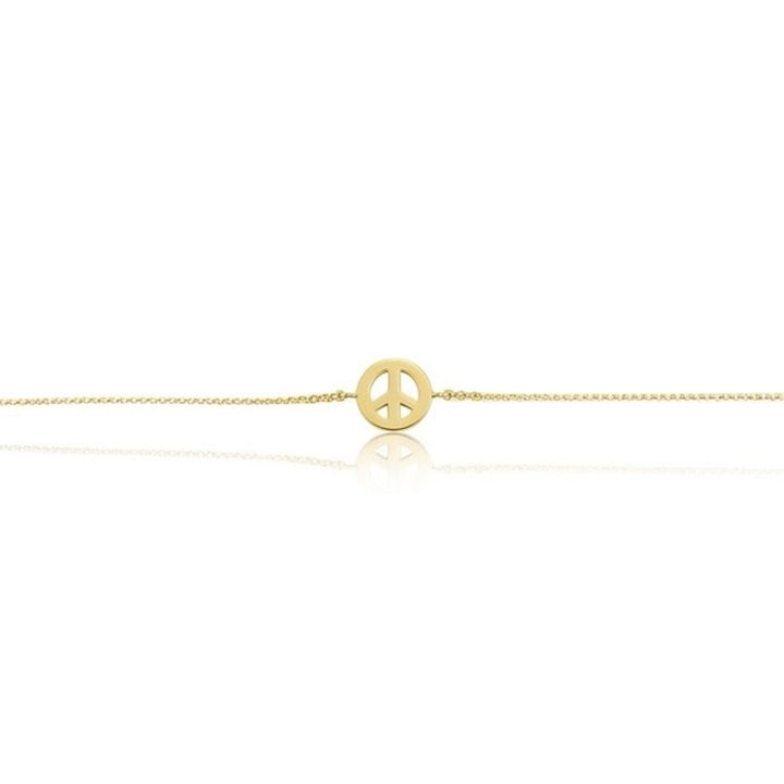 Gold Peace Sign on Chain Bracelet