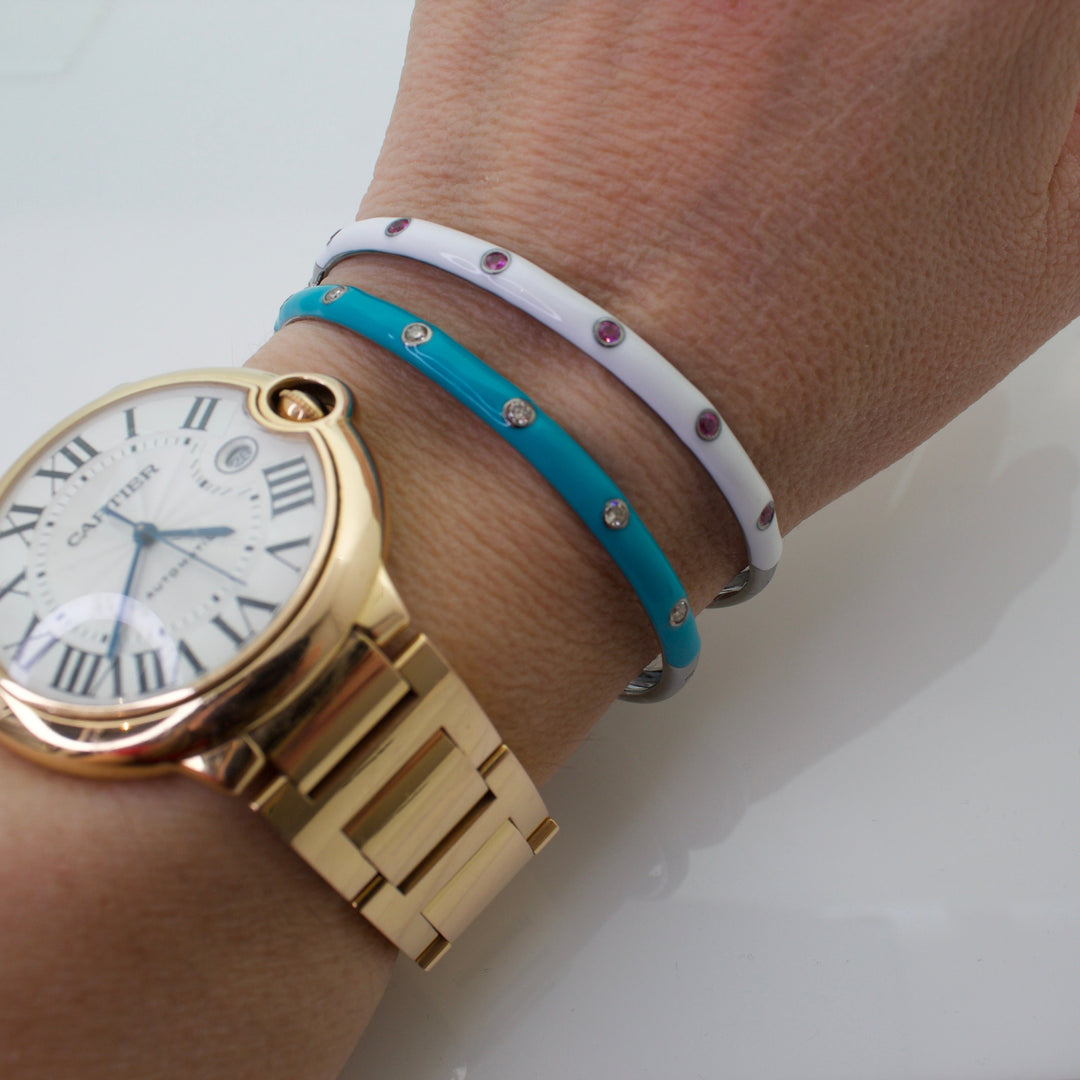 Enamel Diamond Bangle