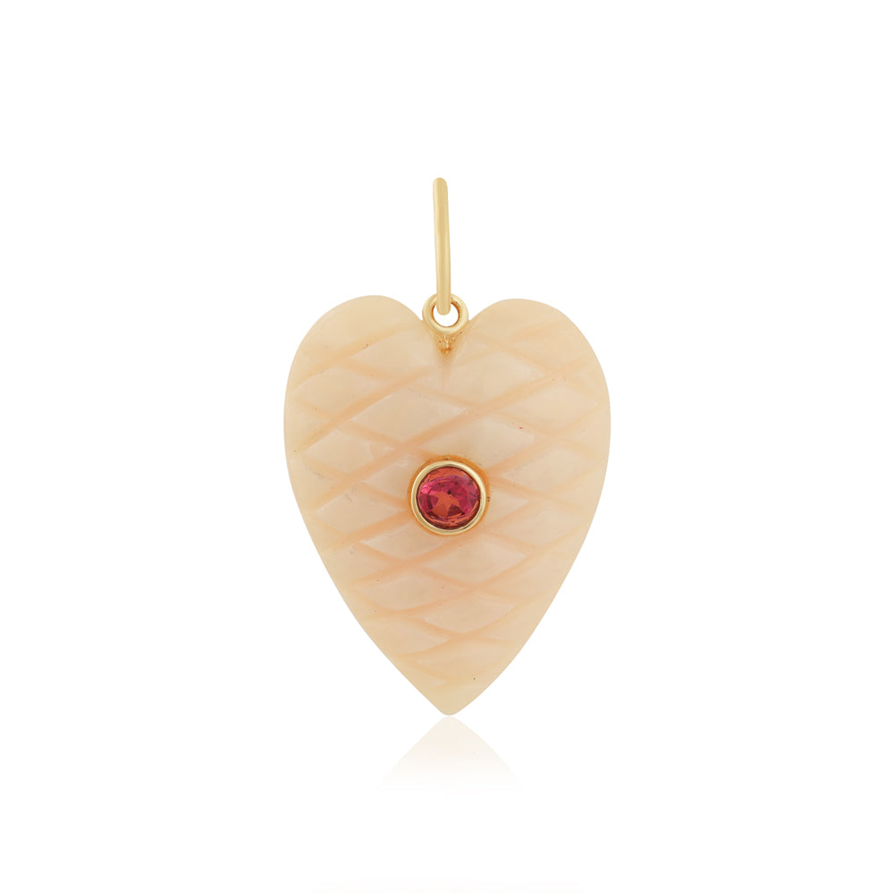 Carved Opal Heart Charm