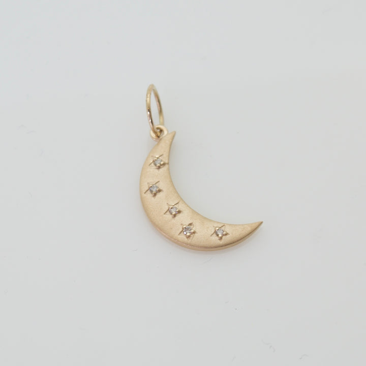 Brushed Gold Diamond Crescent Charm