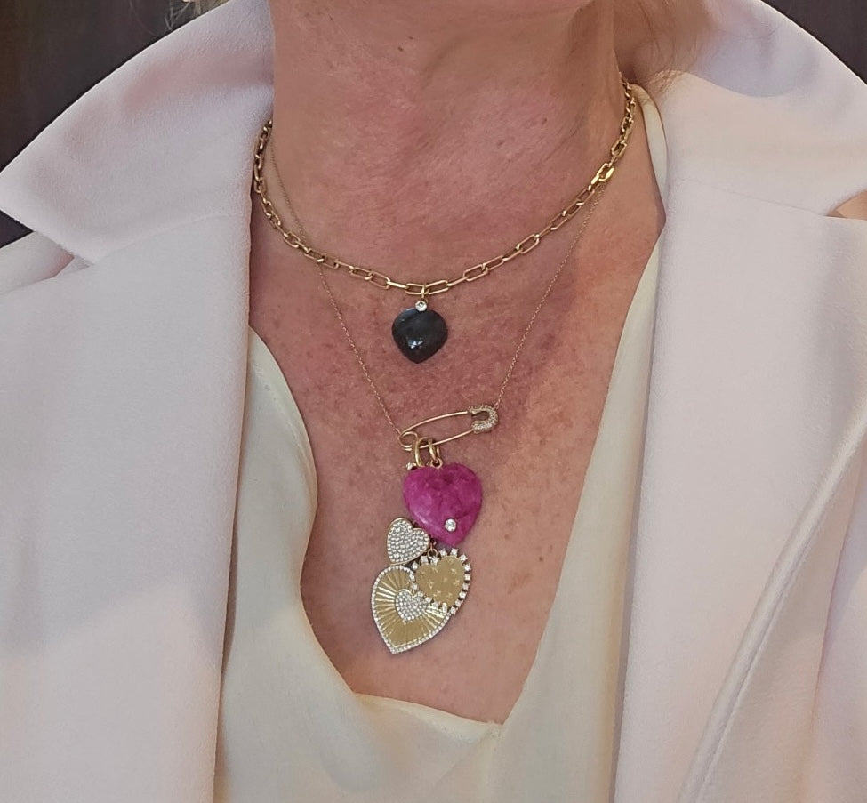 Gem Drop Diamond Heart Charms