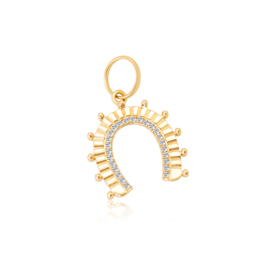 Gold Diamond Studded Horseshoe Charm
