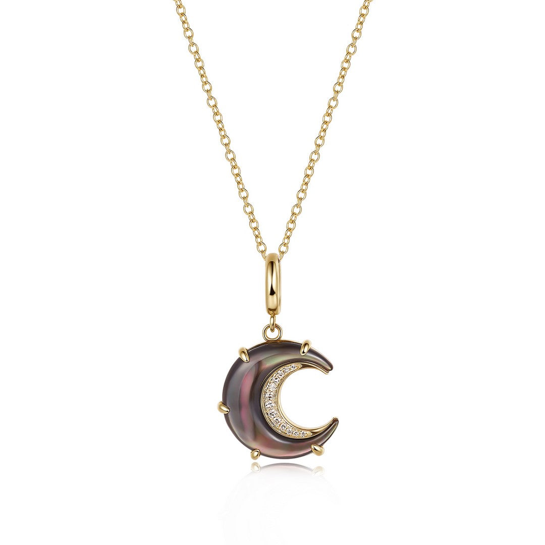 Grey Mother of Pearl Diamond Crescent Charm