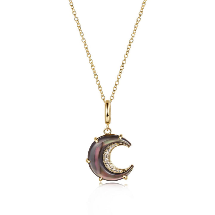 Grey Mother of Pearl Diamond Crescent Charm