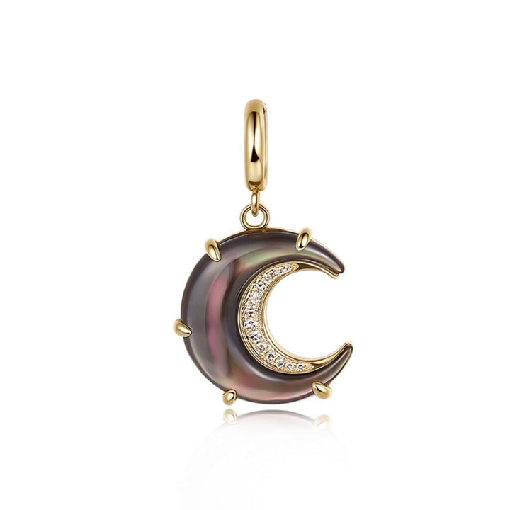 Grey Mother of Pearl Diamond Crescent Charm
