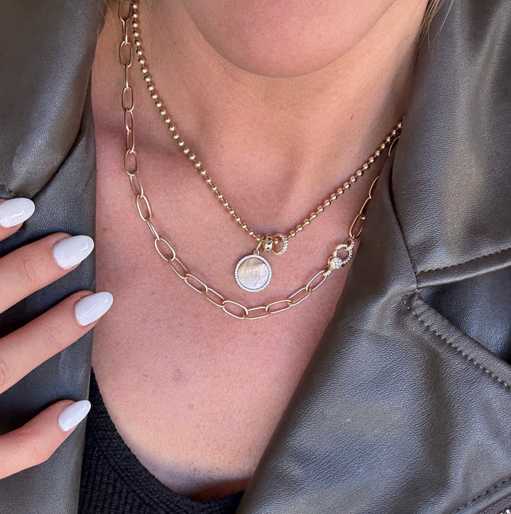 Grey Mother of Pearl Diamond Disc Charm