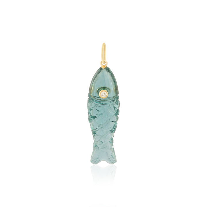 Carved Gemstone Fish Diamond Charm