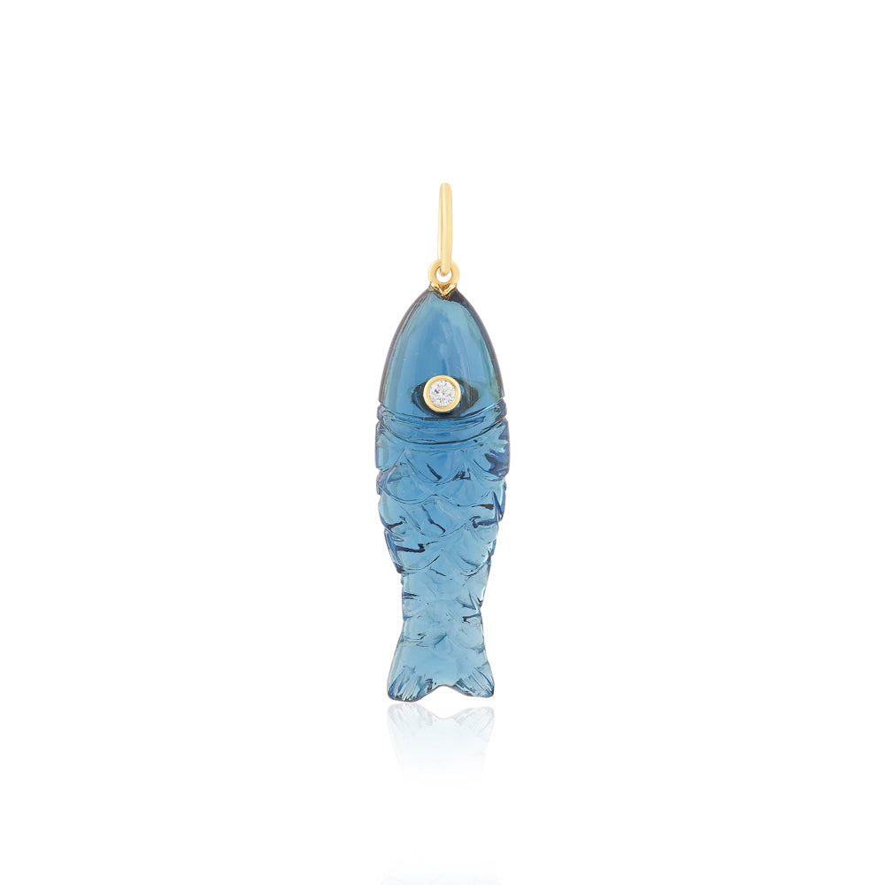 Carved Gemstone Fish Diamond Charm