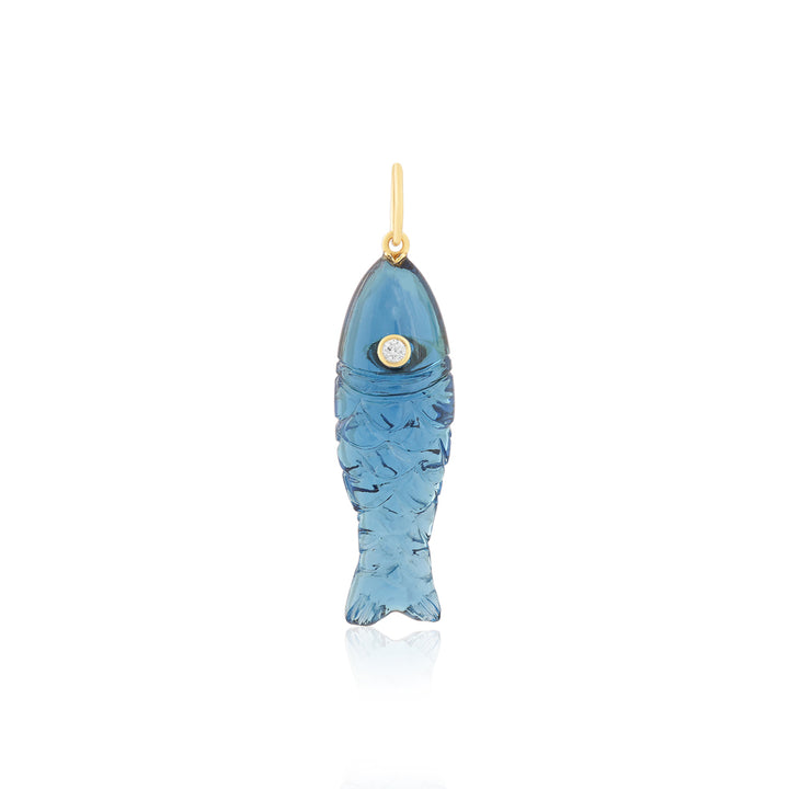 Carved Gemstone Fish Diamond Charm
