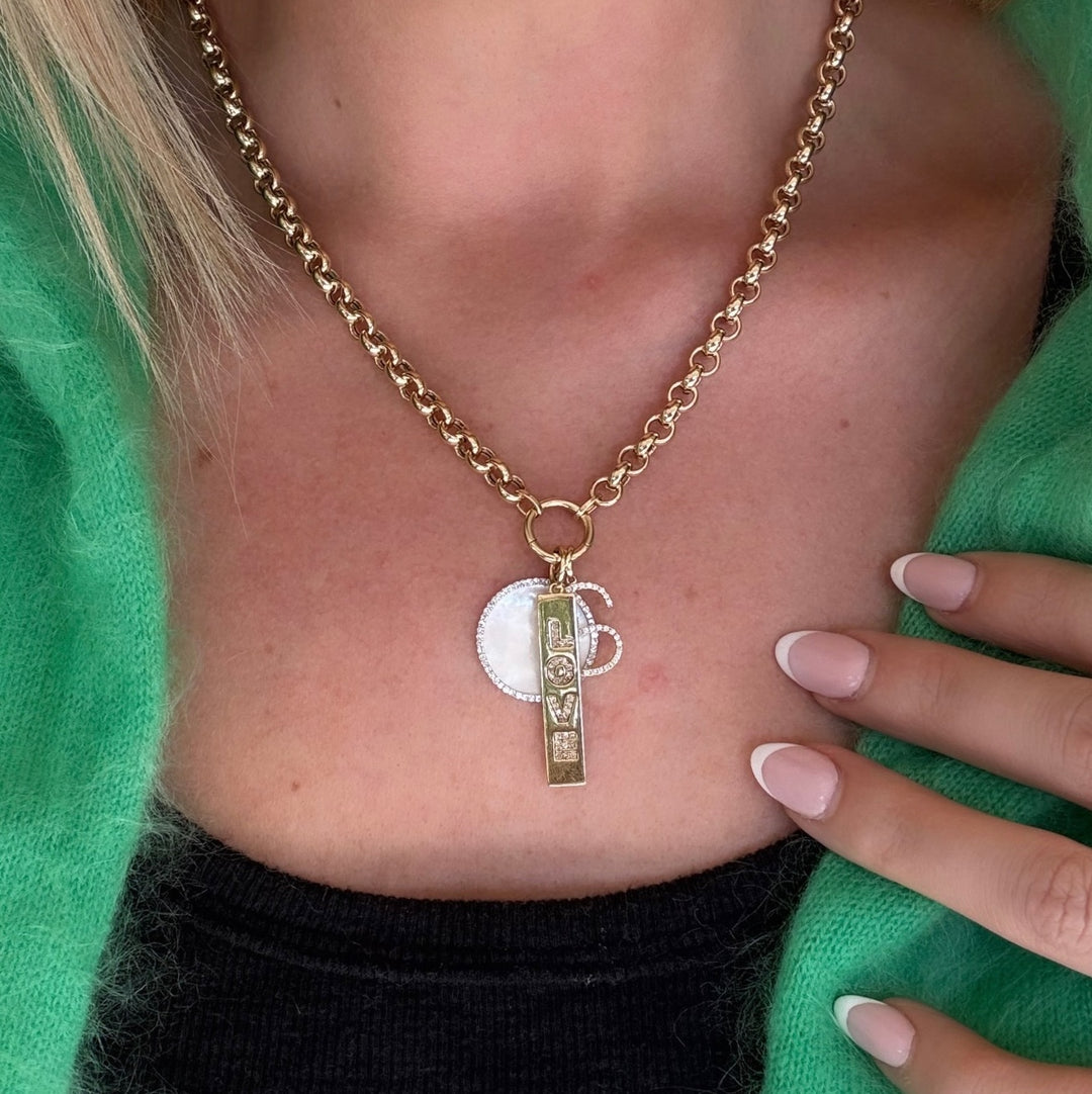 Mother of Pearl Diamond Disc Charm