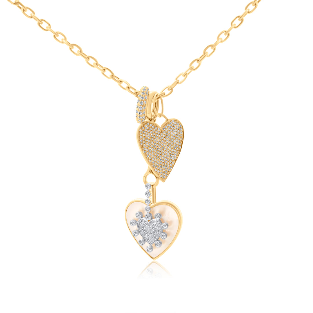 Extended Mother of Pearl Diamond Heart Charm