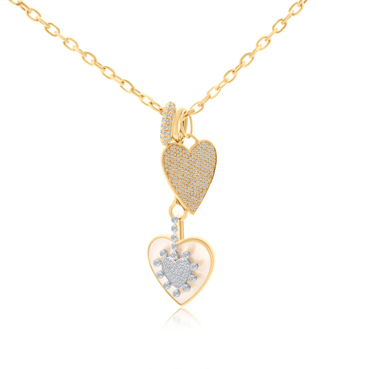 Extended Mother of Pearl Diamond Heart Charm