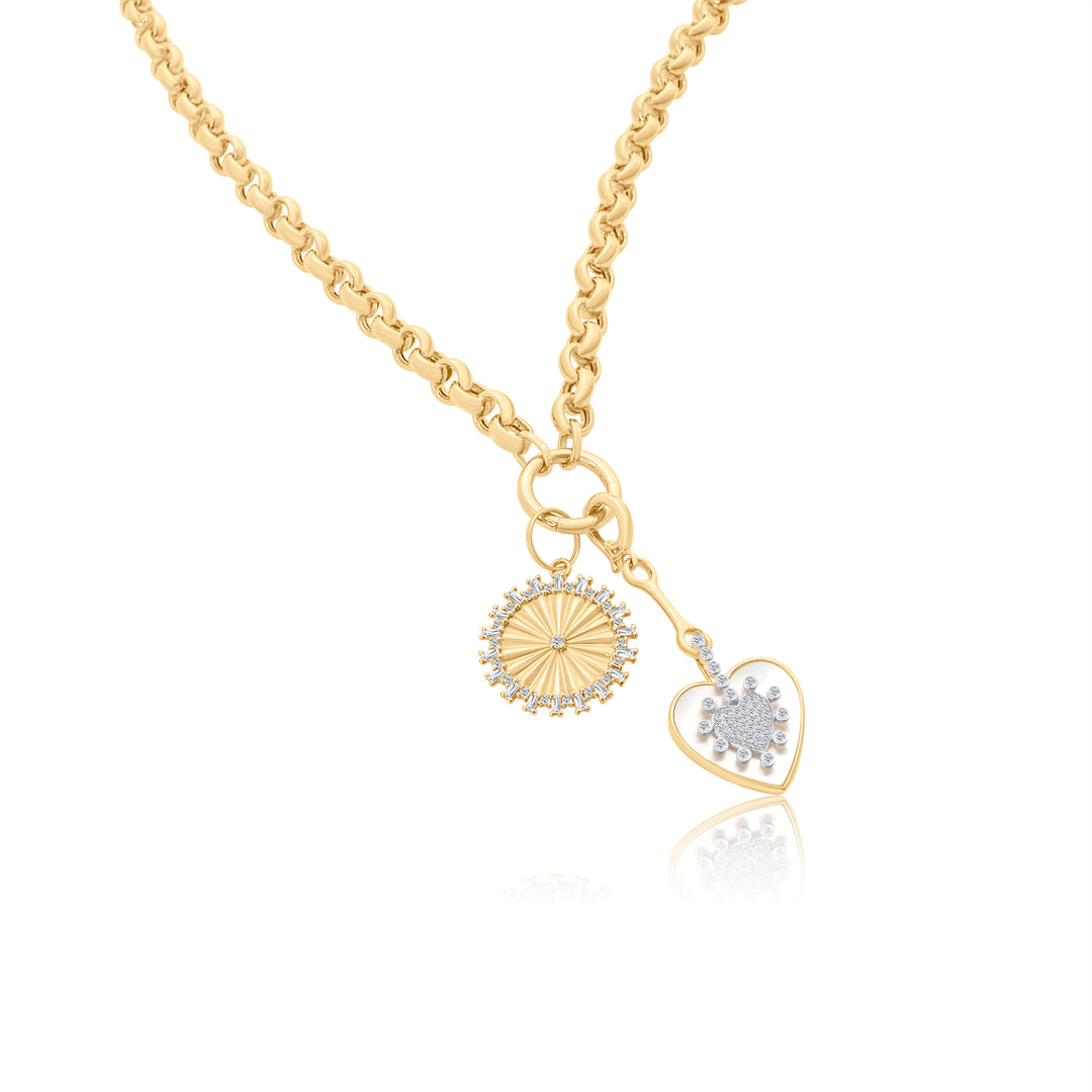 Extended Mother of Pearl Diamond Heart Charm