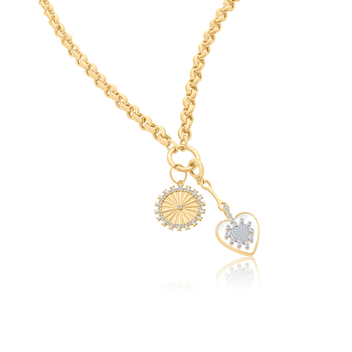 Extended Mother of Pearl Diamond Heart Charm