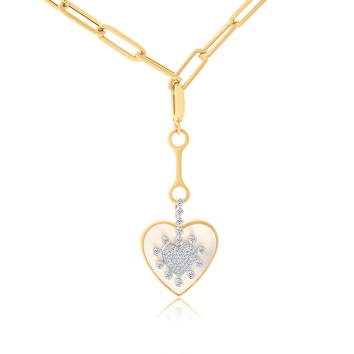 Extended Mother of Pearl Diamond Heart Charm