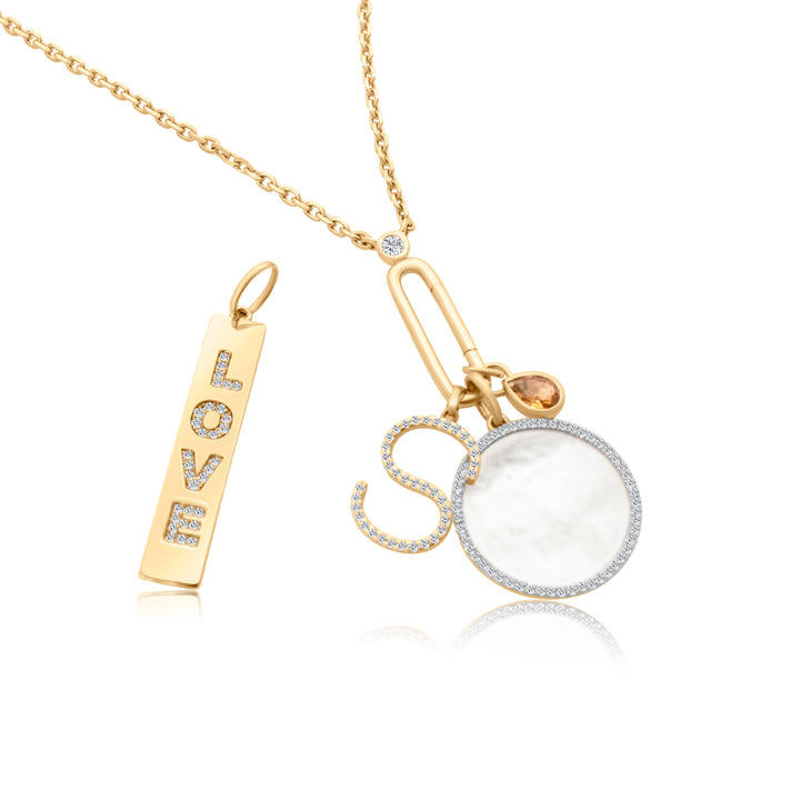 Mother of Pearl Diamond Disc Charm