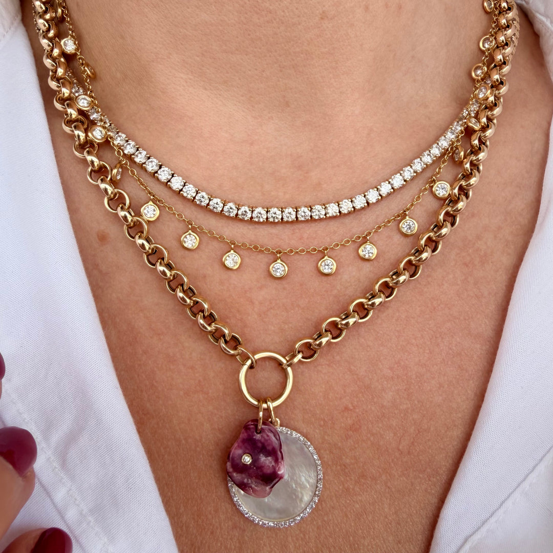 Mother of Pearl Diamond Disc Charm