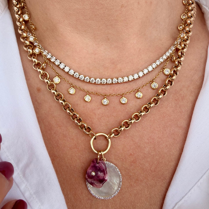 Mother of Pearl Diamond Disc Charm