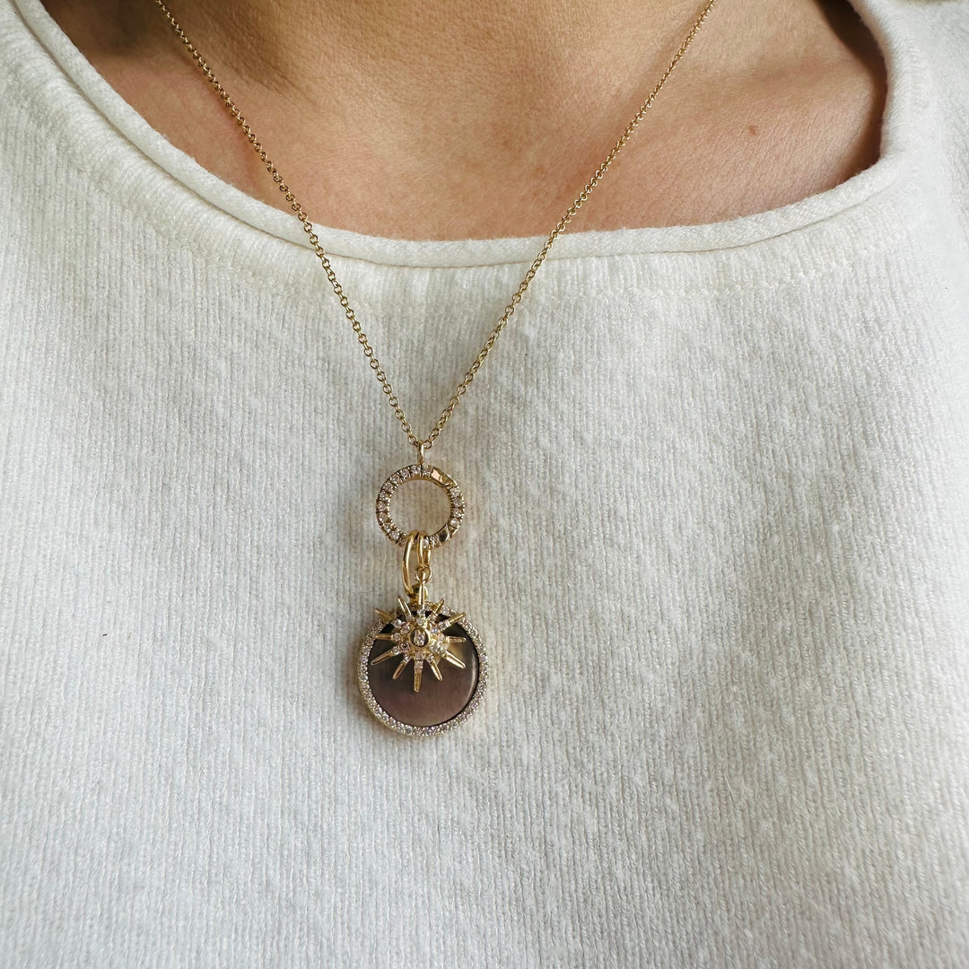 Small Grey Mother of Pearl Diamond Disc Charm