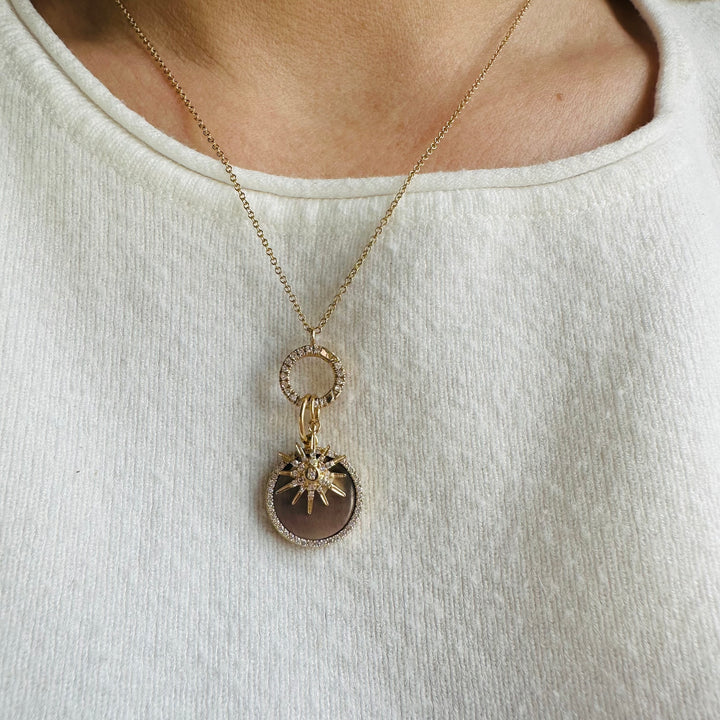Small Grey Mother of Pearl Diamond Disc Charm